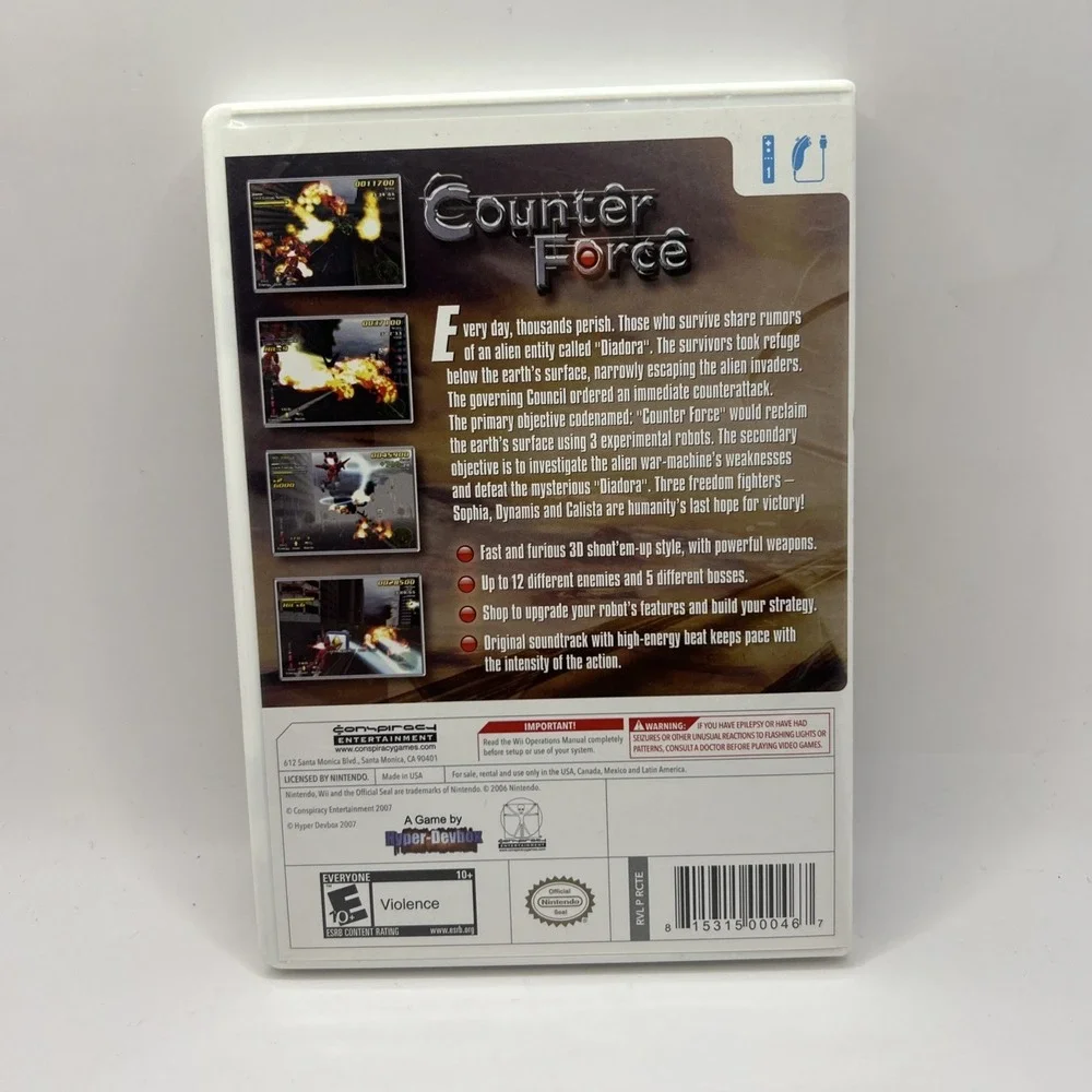Counter Force (Nintendo Wii, 2007) Complete With Manual